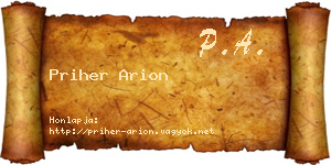 Priher Arion névjegykártya